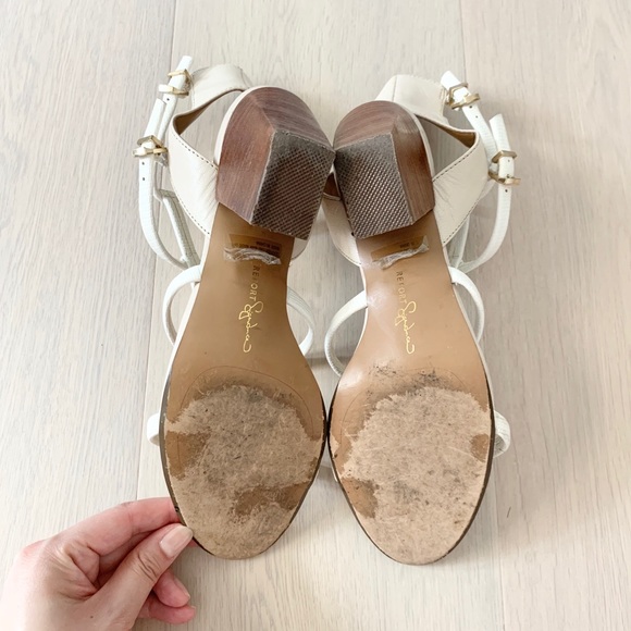 Low heel white/cream sandals - Picture 3 of 9